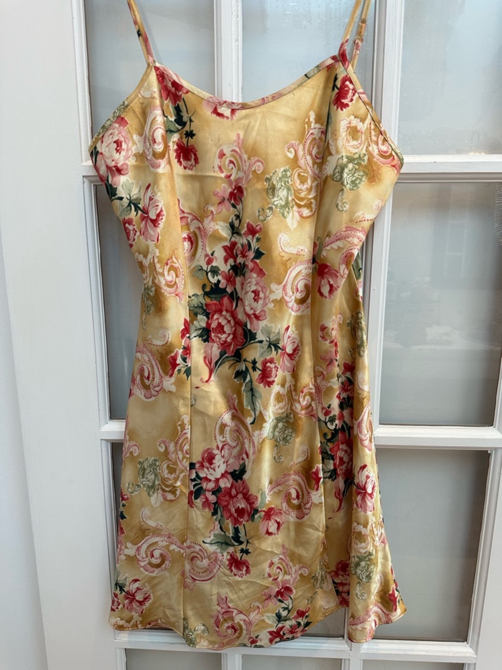 Vintage Sophia By Delicates Floral Satin Slip Intimate Camisole Nightgown Size S